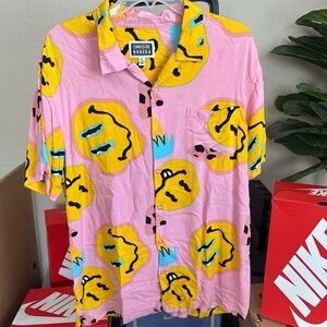 Pink and Yellow smiley face Graphic Shirt by